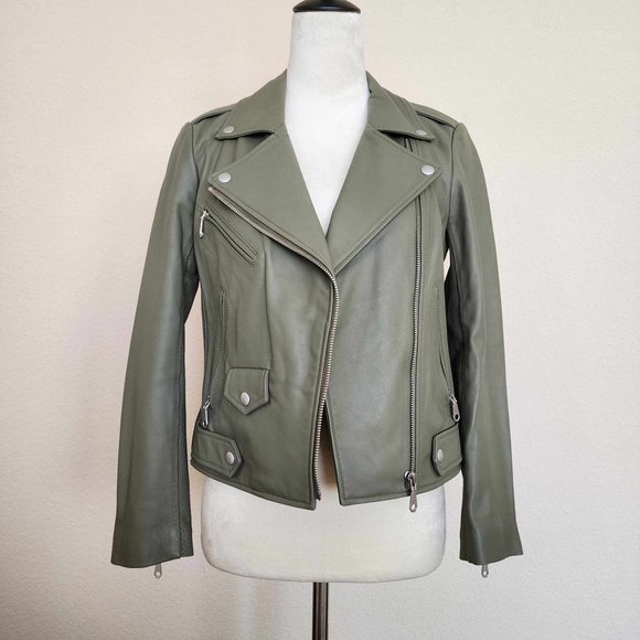 Rebecca Minkoff Grey Wes Moto Leather Jacket - Size S - Picture 4 of 11